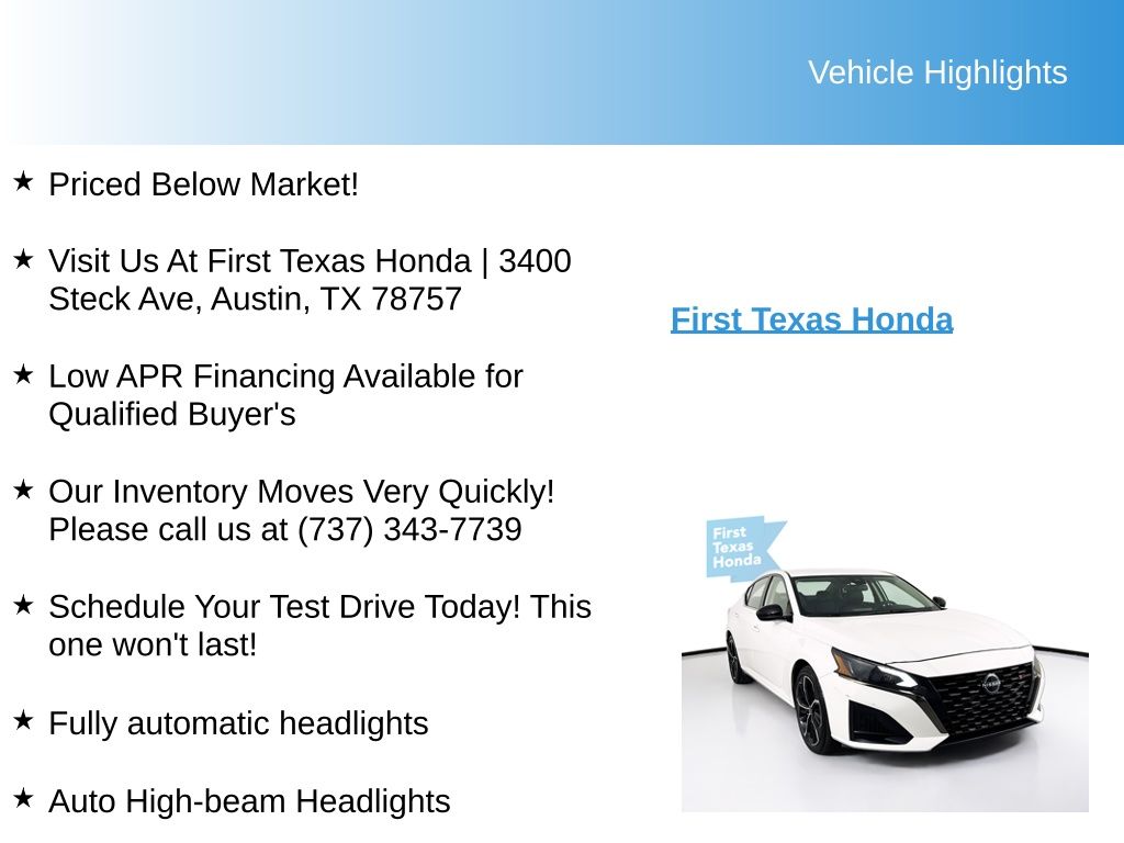 Used Car 2024 Nissan Altima  2.5 Sr For Sale Under $20,000 In Austin, Texas