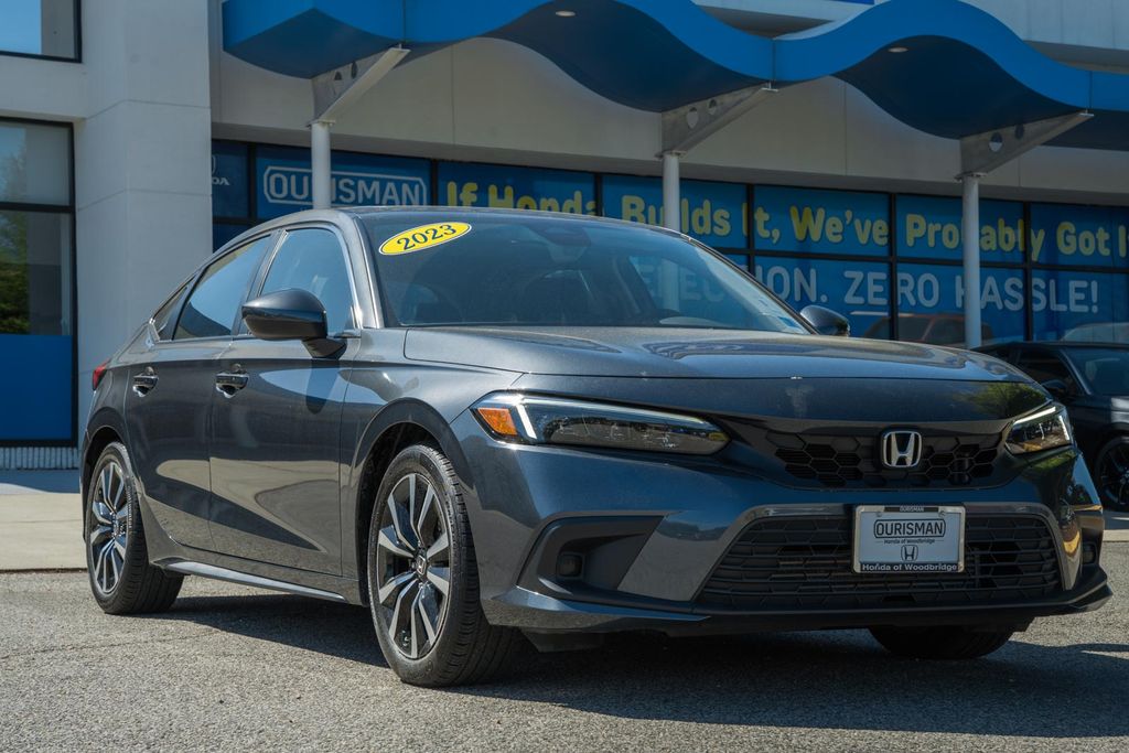 Gray 2023 Honda Civic Hatchback EX-L FWD Hatchback Front-Wheel Drive Continuously Variable Transmission