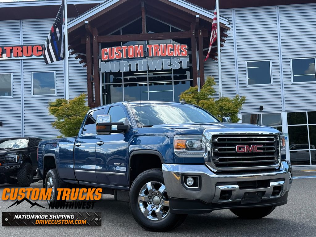 Blue 2016 GMC Sierra 3500HD SLT Crew Cab 4WD Pickup Truck Four-Wheel Drive 6-Speed Automatic