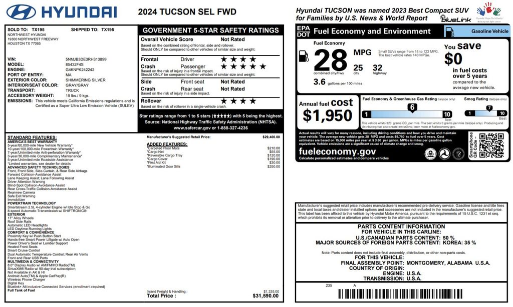 2024 Hyundai Tucson SEL Silver at Baytown Hyundai