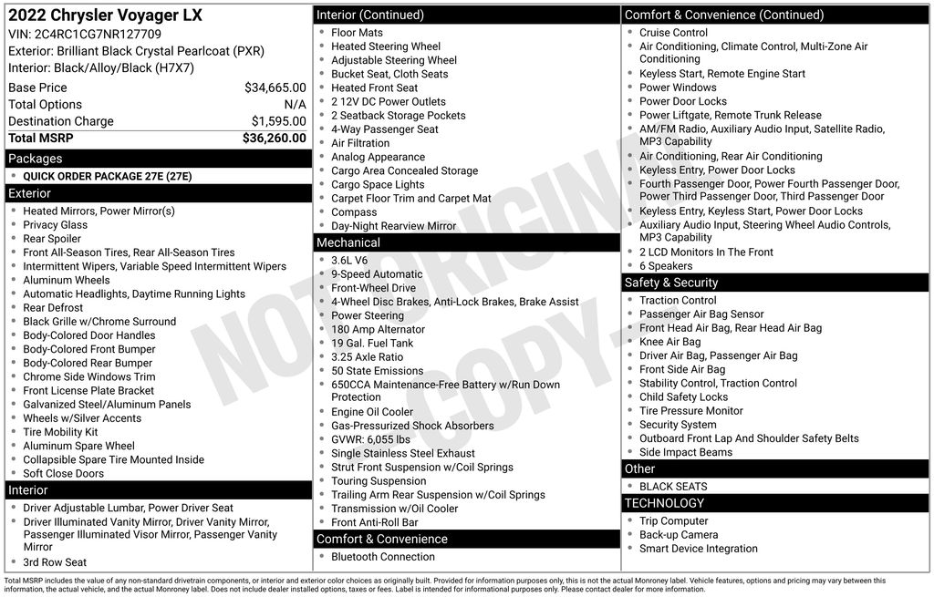 used 2022 Chrysler Voyager car, priced at $19,095