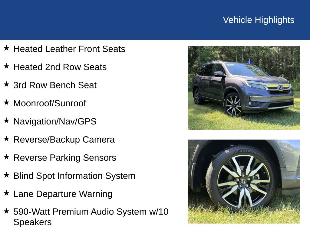 2020 Honda Pilot Touring w/Rear Captain's Chairs