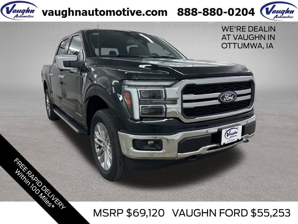Agate Black Metallic 2025 Ford F-150 Lariat SuperCrew 4WD Pickup Truck Four-Wheel Drive Automatic