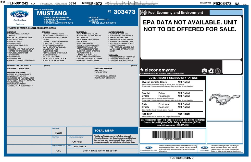 Used Car 2015 Ford Mustang  Ecoboost Premium For Sale Under $12,000 In Austin, Texas