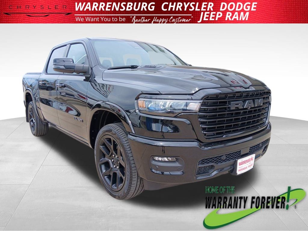 Diamond Black Crystal Pearlcoat 2026 RAM 1500 Laramie Crew Cab 4WD Pickup Truck Four-Wheel Drive 8-Speed Automatic