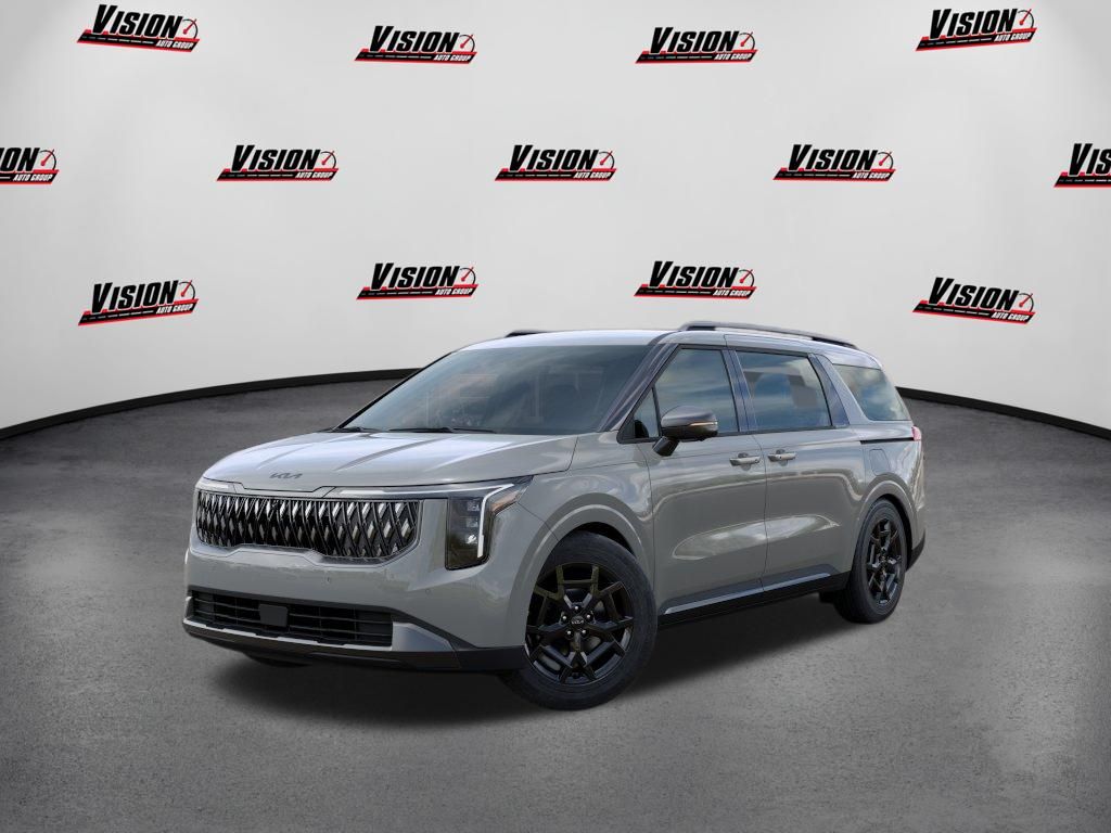 Silver 2027 Kia Carnival Hybrid Minivan Front-Wheel Drive 6-Speed Automatic