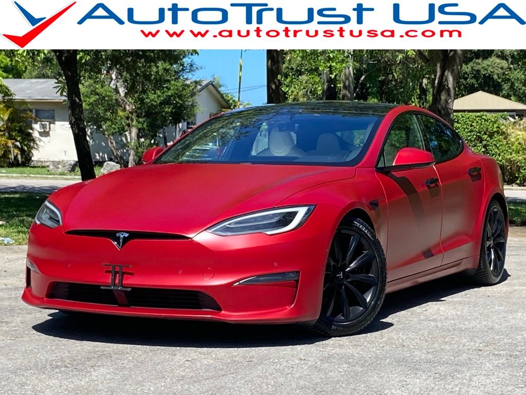 Red Multi-Coat 2021 Tesla Model S Sedan All-Wheel Drive 1-Speed Automatic