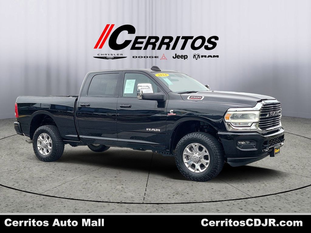Diamond Black Crystal Pearlcoat 2024 RAM 2500 Laramie Crew Cab 4WD Pickup Truck Four-Wheel Drive 6-Speed Automatic