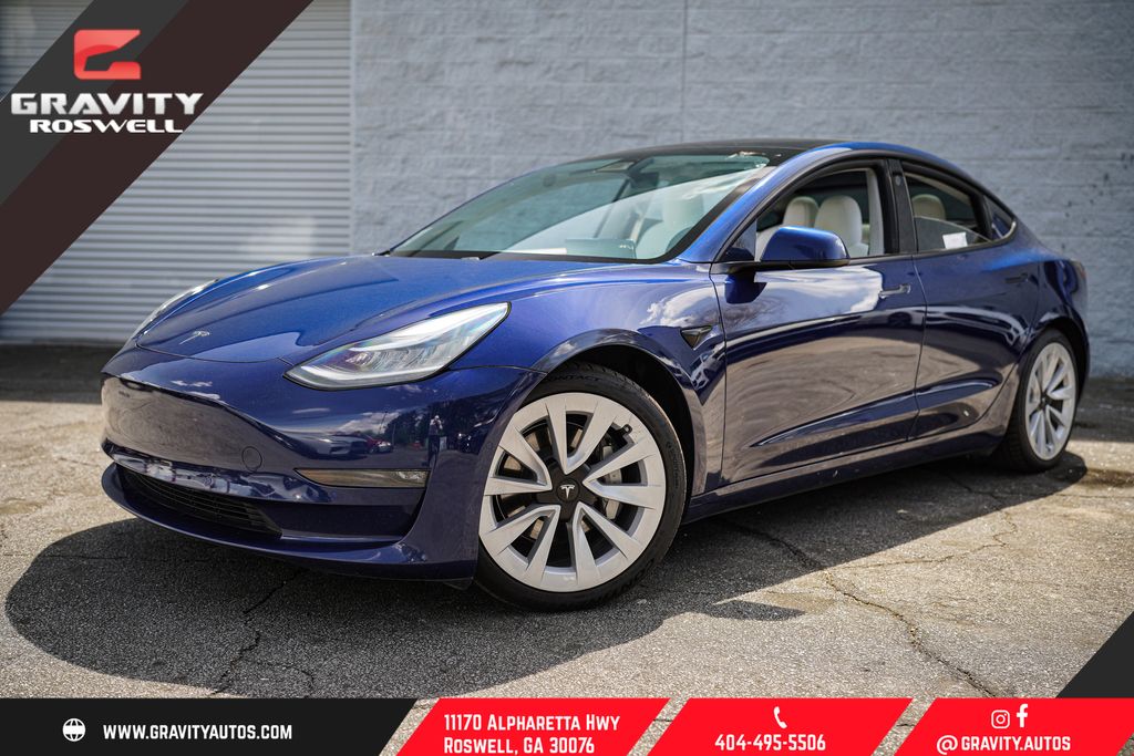Blue 2021 Tesla Model 3 Long Range AWD Sedan All-Wheel Drive 1-Speed Automatic