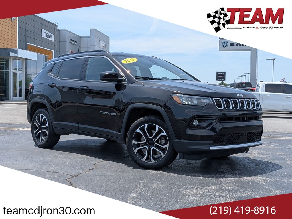 Diamond Black Crystal Pearlcoat 2023 Jeep Compass SUV / Crossover Four-Wheel Drive 8-Speed Automatic