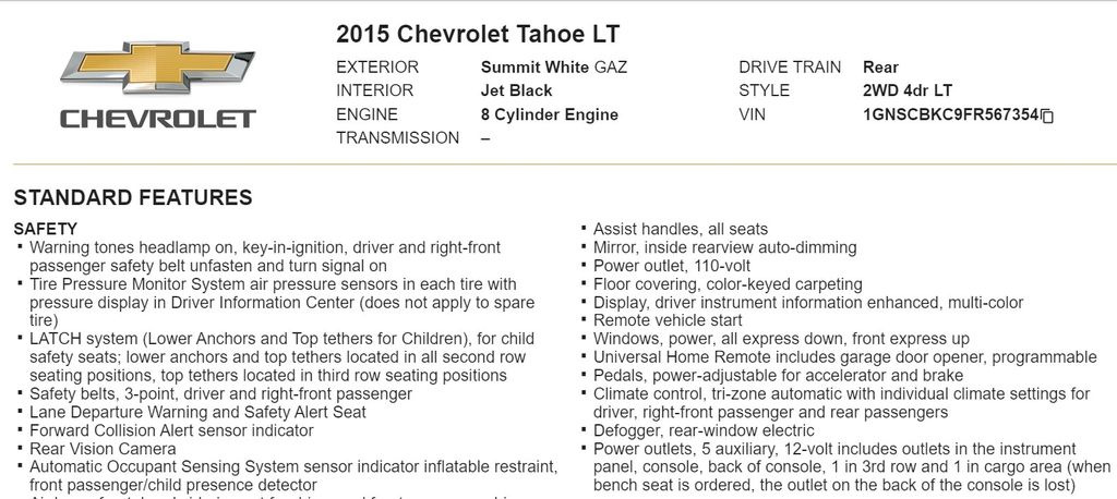 2015 Chevrolet Tahoe LT 20