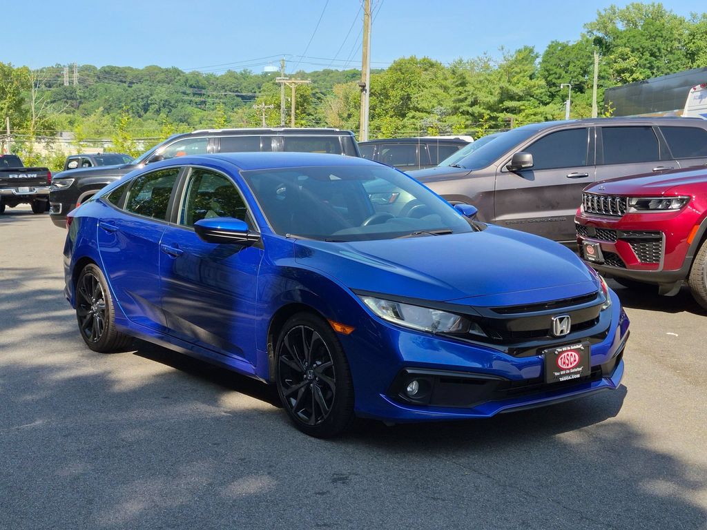 Aegean Blue Metallic 2020 Honda Civic Sedan Front-Wheel Drive Continuously Variable Transmission