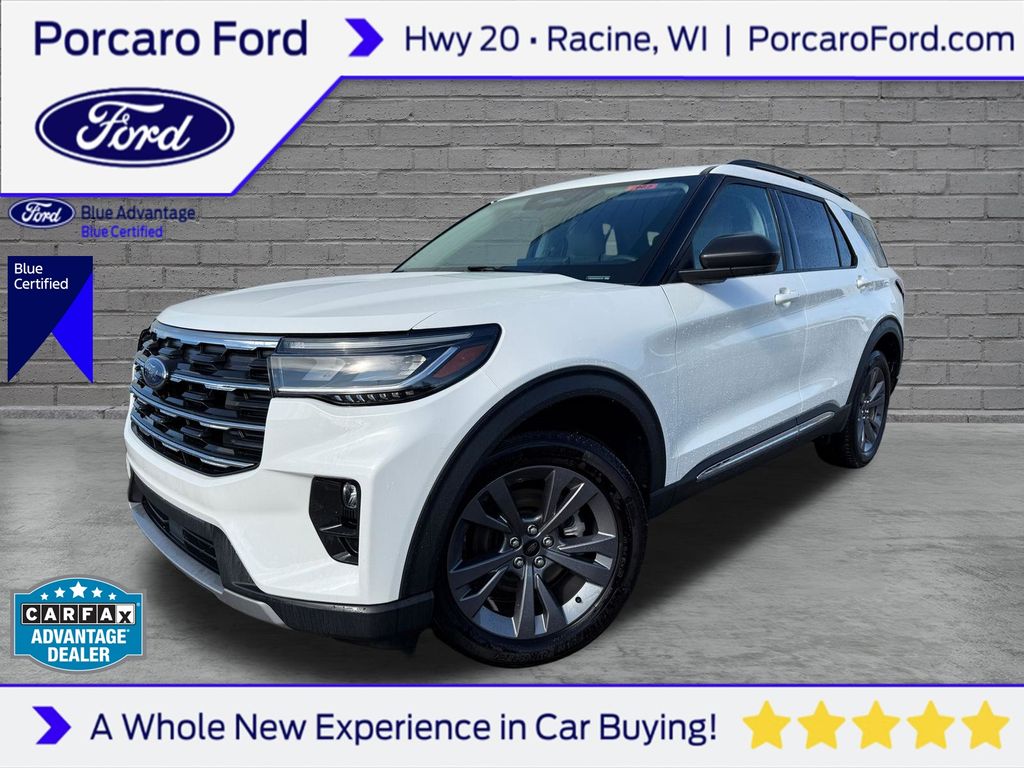 Star White Metallic Tri-Coat 2025 Ford Explorer SUV / Crossover All-Wheel Drive Automatic
