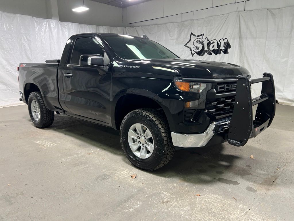 Black 2024 Chevrolet Silverado 1500 Work Truck Regular Cab 4WD Pickup Truck Four-Wheel Drive 8-Speed Automatic