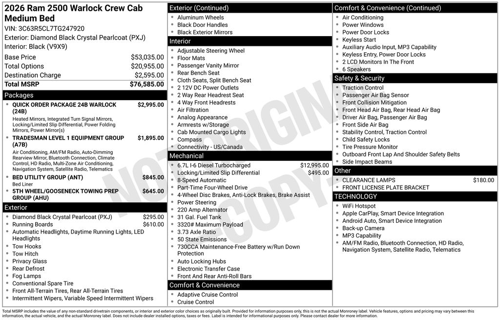 new 2026 Ram 2500 car, priced at $64,755