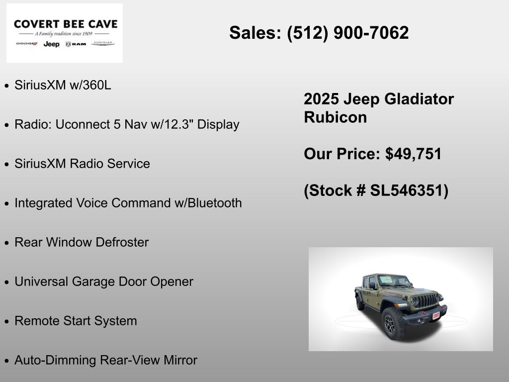 New Car 2025 Jeep Gladiator  Rubicon For Sale Under $50,000 In Austin, Texas