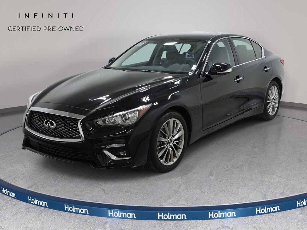 Black Obsidian 2023 INFINITI Q50 Luxe AWD Sedan All-Wheel Drive 7-Speed Automatic Overdrive