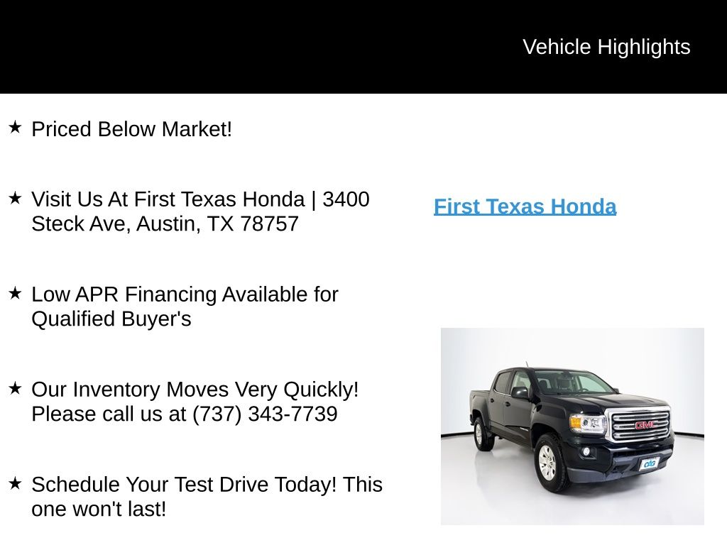 Used Car 2016 Gmc Canyon  Sle1 For Sale Under $20,000 In Austin, Texas