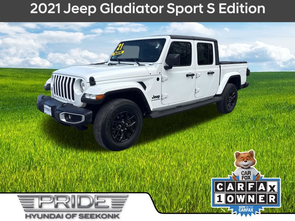 Bright White Clearcoat 2021 Jeep Gladiator Sport Crew Cab 4WD Pickup Truck Four-Wheel Drive 8-Speed Automatic