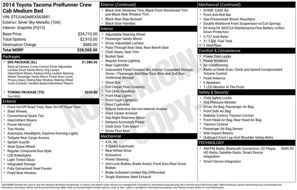 Used Car 2014 Toyota Tacoma  Prerunner For Sale Under $20,000 In Austin, Texas