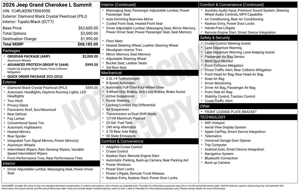 new 2026 Jeep Grand Cherokee L car, priced at $62,321