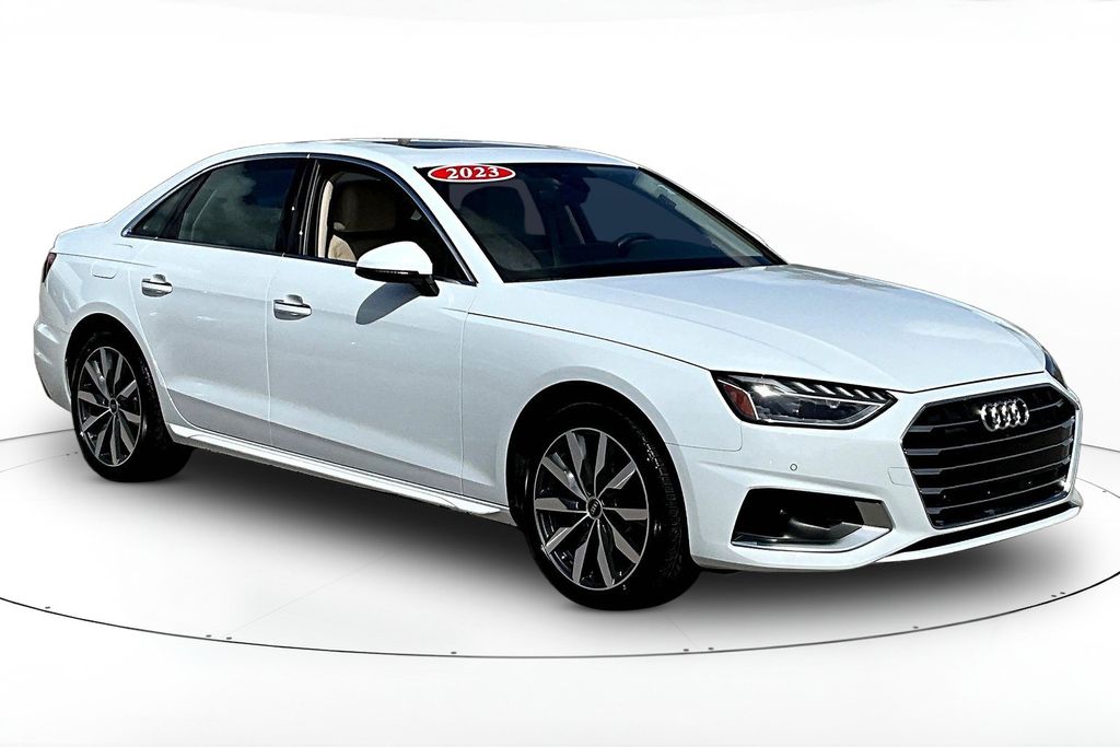 Glacier White Metallic 2023 Audi A4 quattro Premium Plus 40 TFSI AWD Sedan All-Wheel Drive 7-Speed Automatic