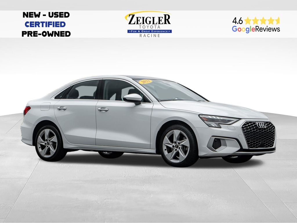 Ibis White 2023 Audi A3 Sedan Front-Wheel Drive 7-Speed Automatic