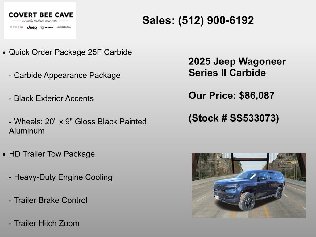 New Car 2025 Jeep Wagoneer  Series Ii For Sale Under $90,000 In Austin, Texas