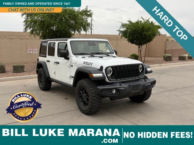 Bright White Clearcoat 2025 Jeep Wrangler Willys 4-Door 4WD SUV / Crossover Four-Wheel Drive 8-Speed Automatic