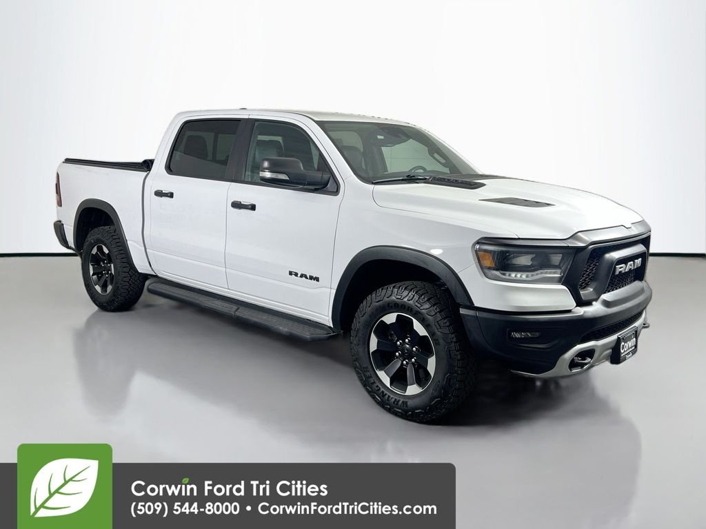 Bright White Clearcoat 2021 RAM 1500 Rebel Crew Cab 4WD Pickup Truck Four-Wheel Drive 8-Speed Automatic
