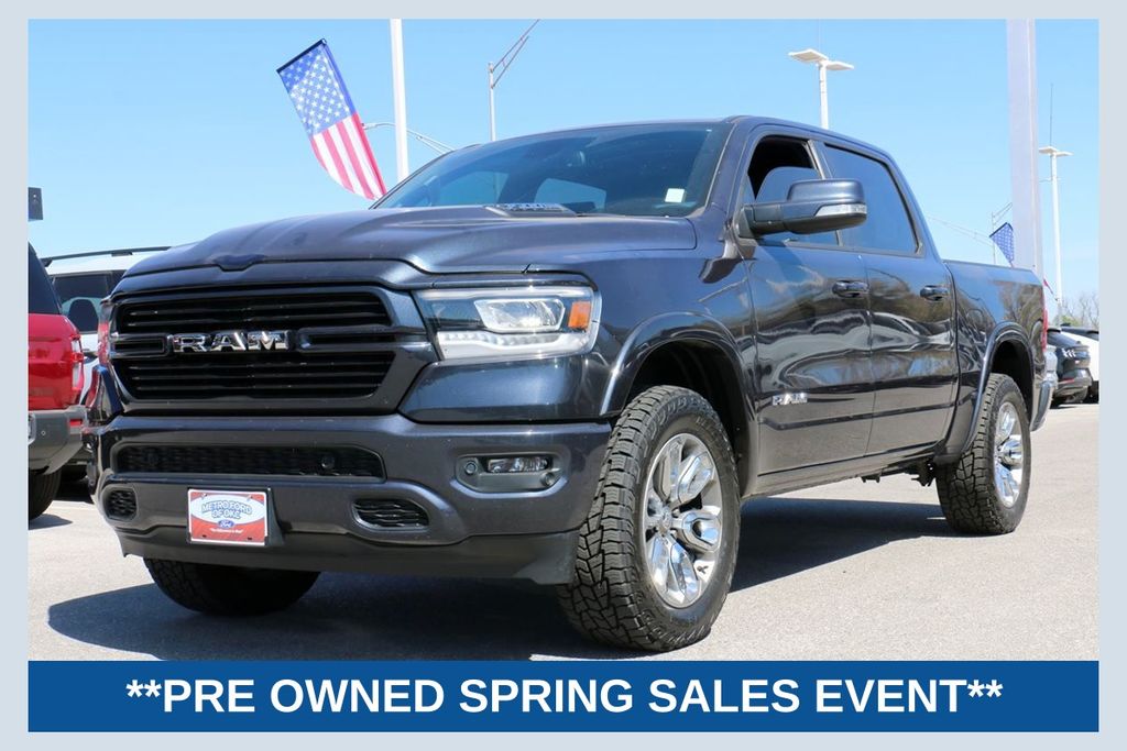 Gray (Maximum Steel Metallic Clearcoat) 2020 RAM 1500 Laramie Crew Cab 4WD Pickup Truck Four-Wheel Drive 8-Speed Automatic