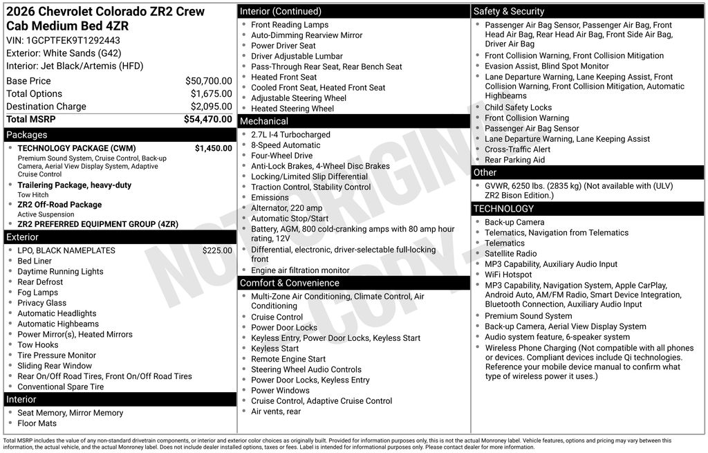 2026 Chevrolet Colorado ZR2 White at Klick Lewis Buick Chevrolet