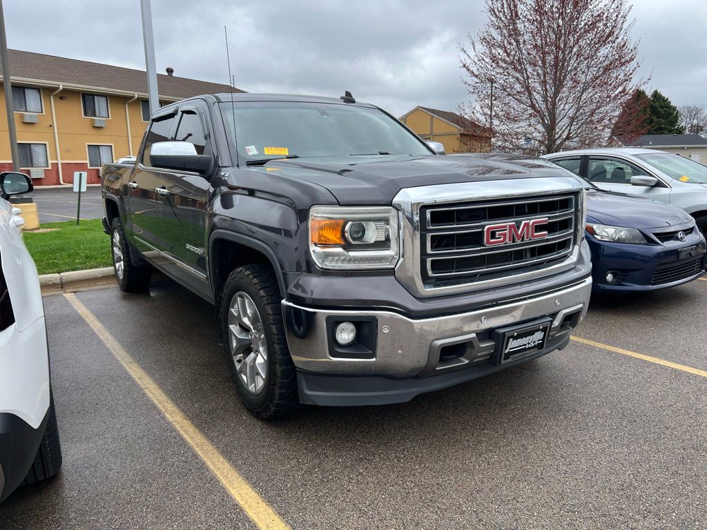 Gray (Iridium Metallic) 2015 GMC Sierra 1500 SLT Crew Cab 4WD Pickup Truck Four-Wheel Drive 6-Speed Automatic Overdrive