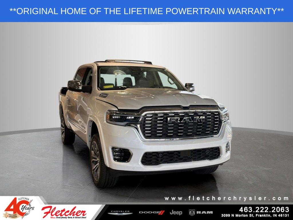 Ivory White Tri-Coat Pearlcoat 2026 RAM 1500 Pickup Truck Four-Wheel Drive 8-Speed Automatic