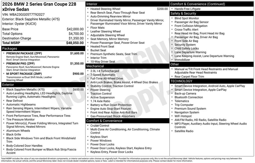 2026 BMW 2 Series 228 Gran Coupe Black at Klick Lewis Buick Chevrolet