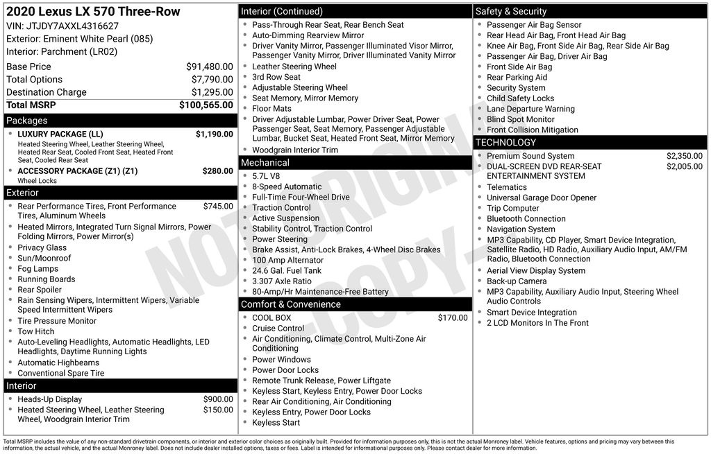 2020 Lexus LX 570 Two-Row