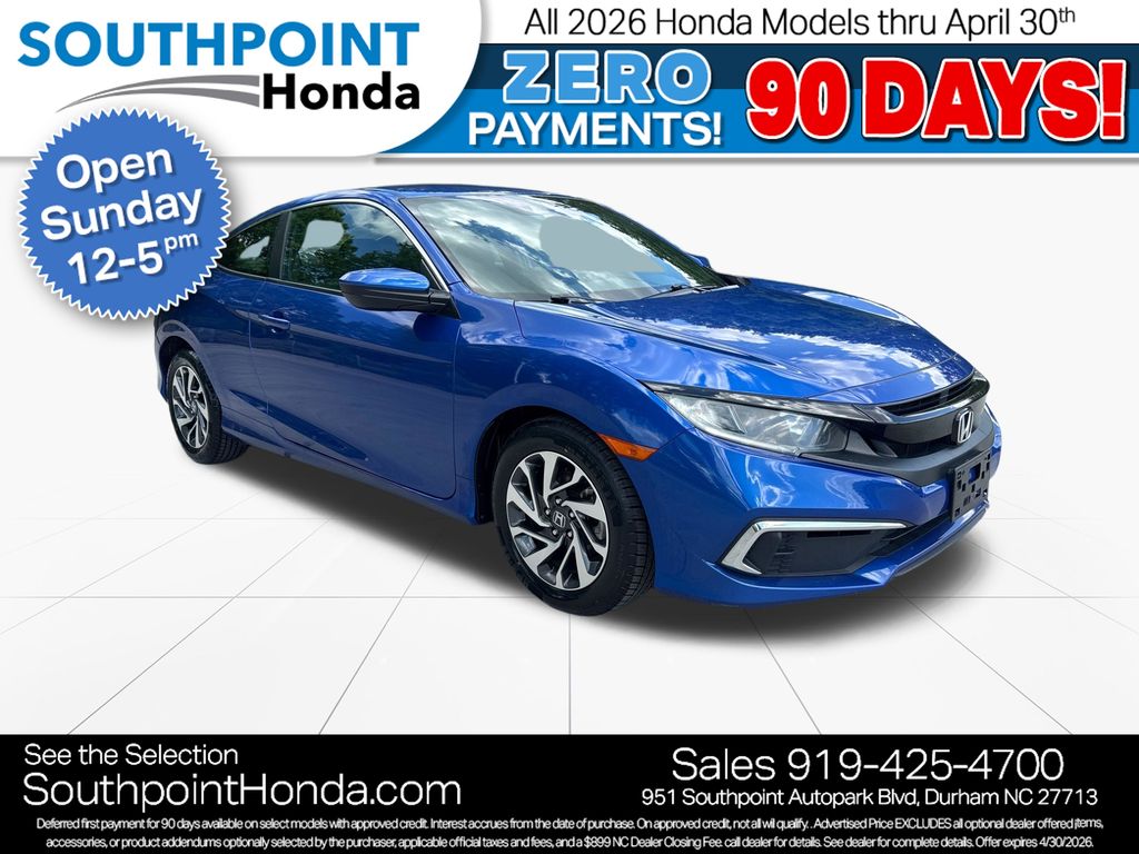 Aegean Blue Metallic 2020 Honda Civic LX Coupe FWD Coupe Front-Wheel Drive Continuously Variable Transmission