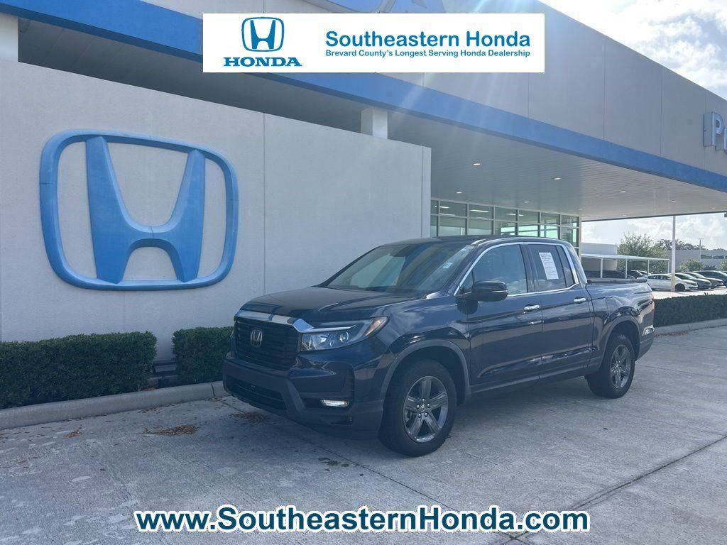 Blue 2023 Honda Ridgeline RTL-E AWD Pickup Truck All-Wheel Drive 9-Speed Automatic