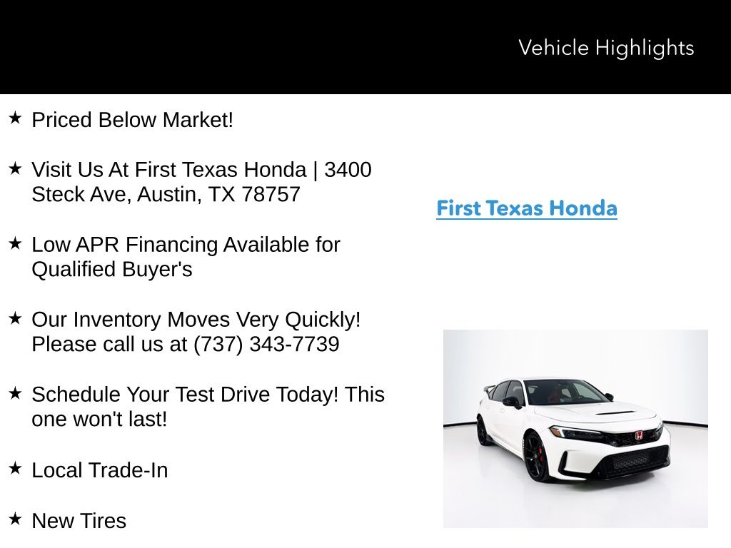 Used Car 2025 Honda Civic Type R  For Sale Under $50,000 In Austin, Texas