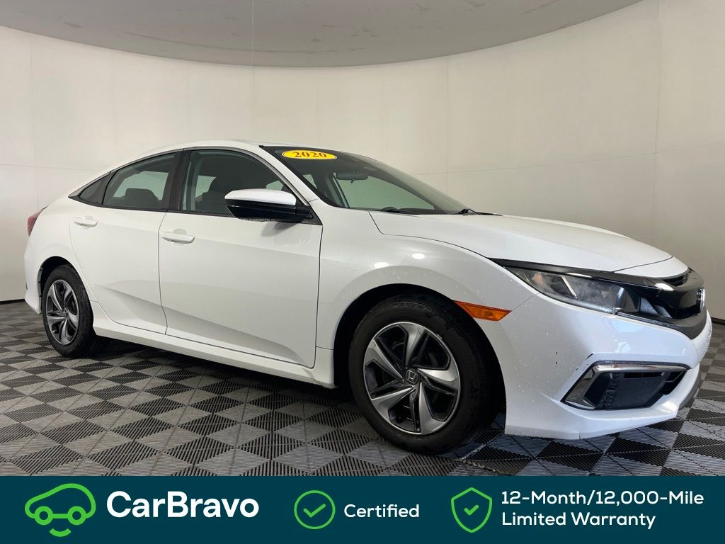 White 2020 Honda Civic Sedan Front-Wheel Drive Continuously Variable Transmission