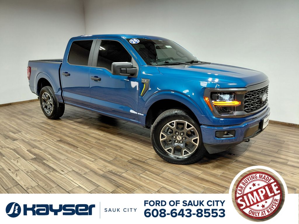 Blue 2024 Ford F-150 Pickup Truck Four-Wheel Drive Automatic