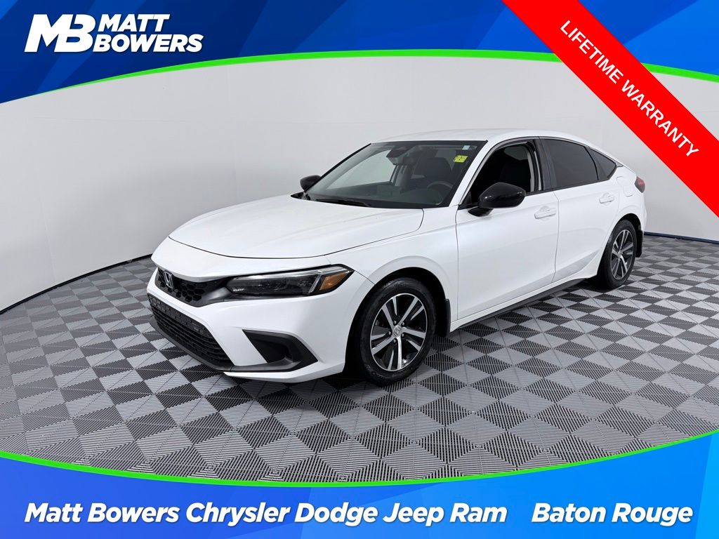 Platinum White 2023 Honda Civic Hatchback LX FWD Hatchback Front-Wheel Drive Continuously Variable Transmission