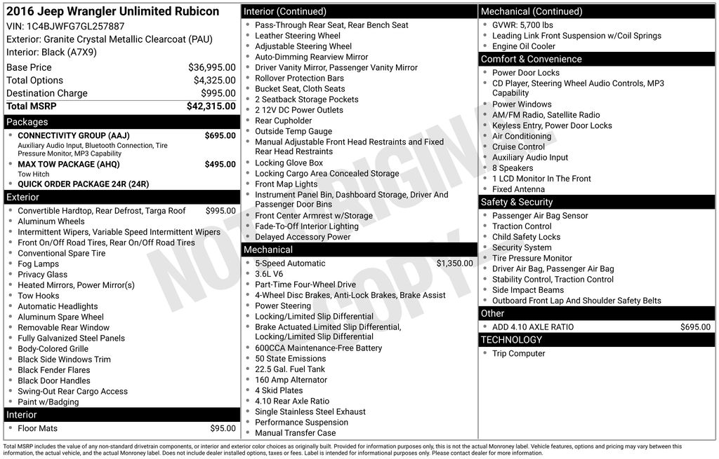 Used Car 2016 Jeep Wrangler  Unlimited Rubicon For Sale Under $30,000 In Austin, Texas