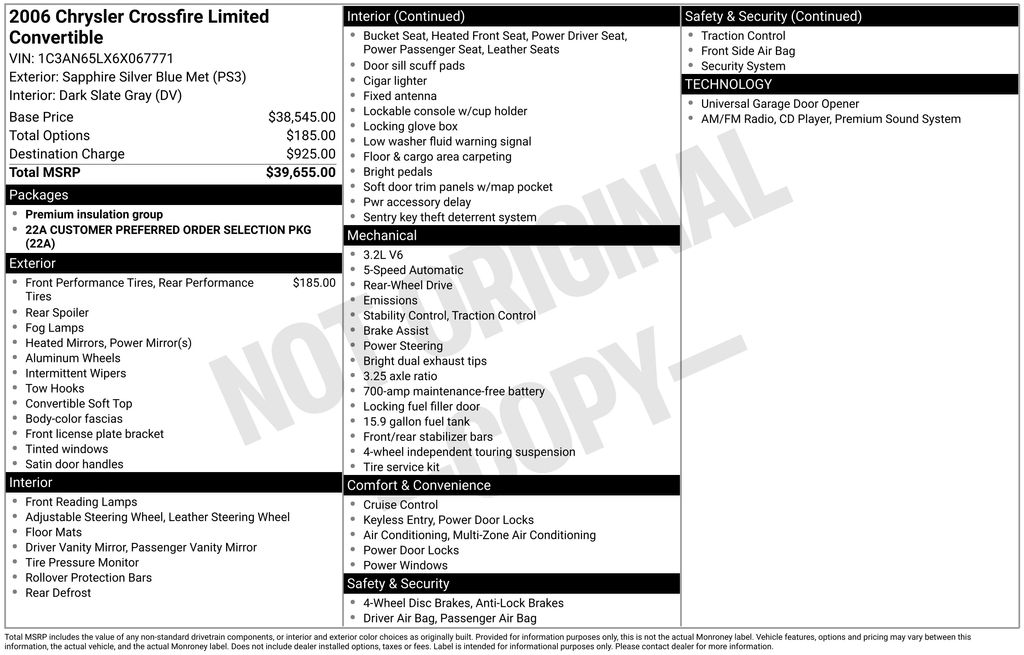 Used Car 2006 Chrysler Crossfire  Limited For Sale Under $12,000 In Austin, Texas
