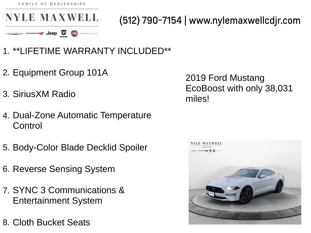 Used Car 2019 Ford Mustang  Ecoboost For Sale Under $25,000 In Austin, Texas