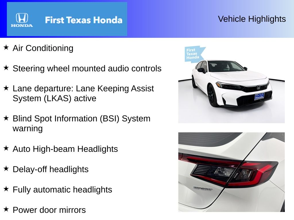 Used Car 2025 Honda Civic  Sport For Sale Under $30,000 In Austin, Texas