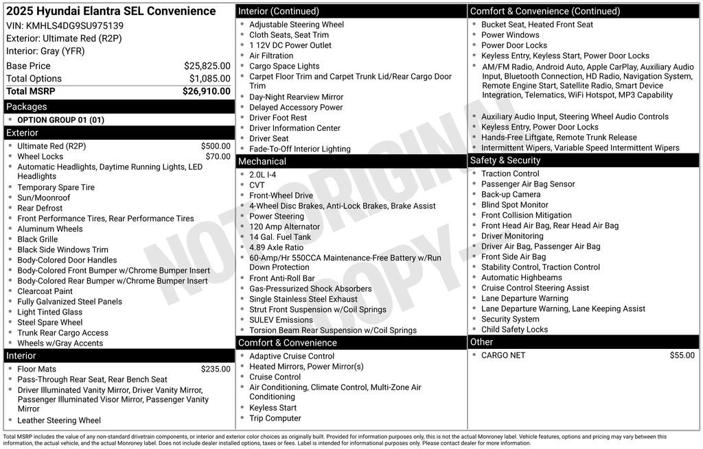 Elantra SEL Convenience