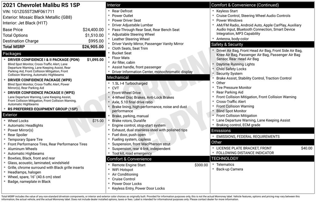 2021 Chevrolet Malibu RS Black at Wharton Chevrolet GMC