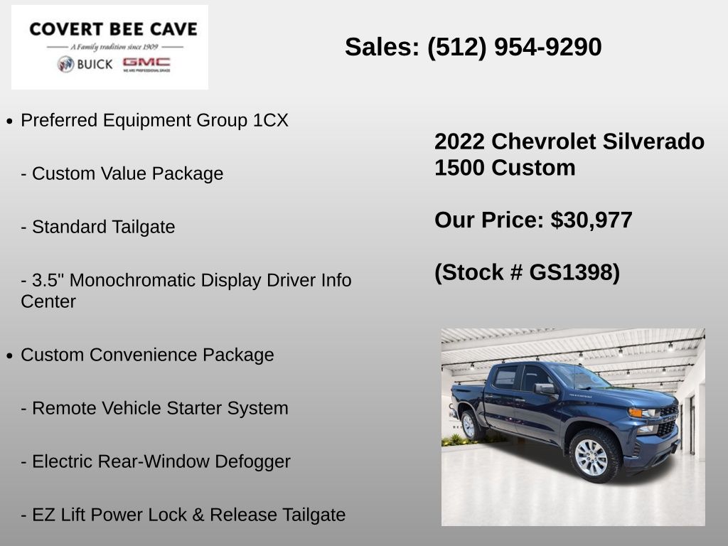 Used Car 2022 Chevrolet Silverado 1500 Ltd  Custom For Sale Under $35,000 In Austin, Texas
