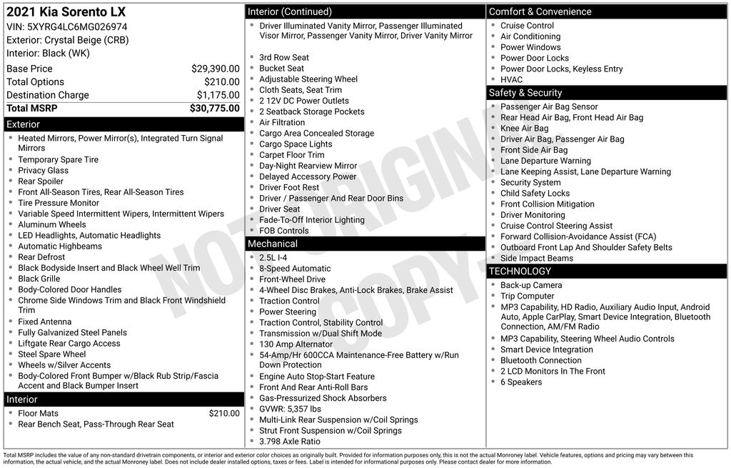 Certified Used 2021 Beige Kia LX image 5